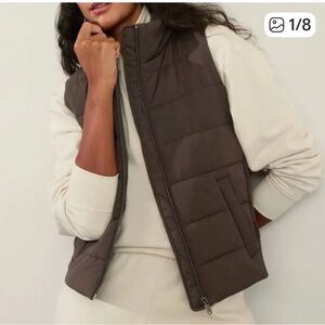 Athleta Incline Hybrid Vest Quilted Puffer Sweater Knit Zip Up
Truffle Brown XL